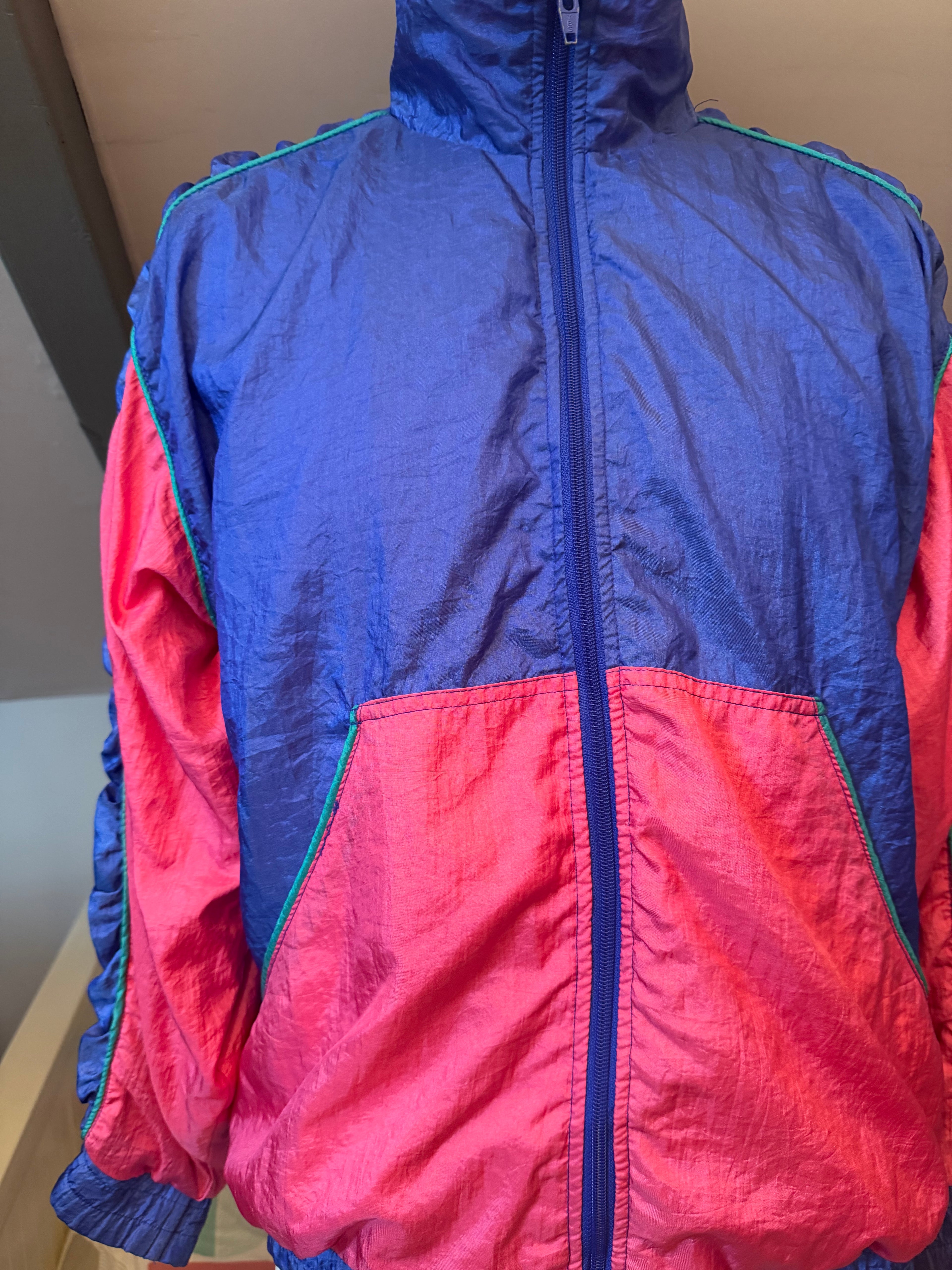 Chaqueta vintage 90s WINTERSET color block azul y rosa estilo retro sport