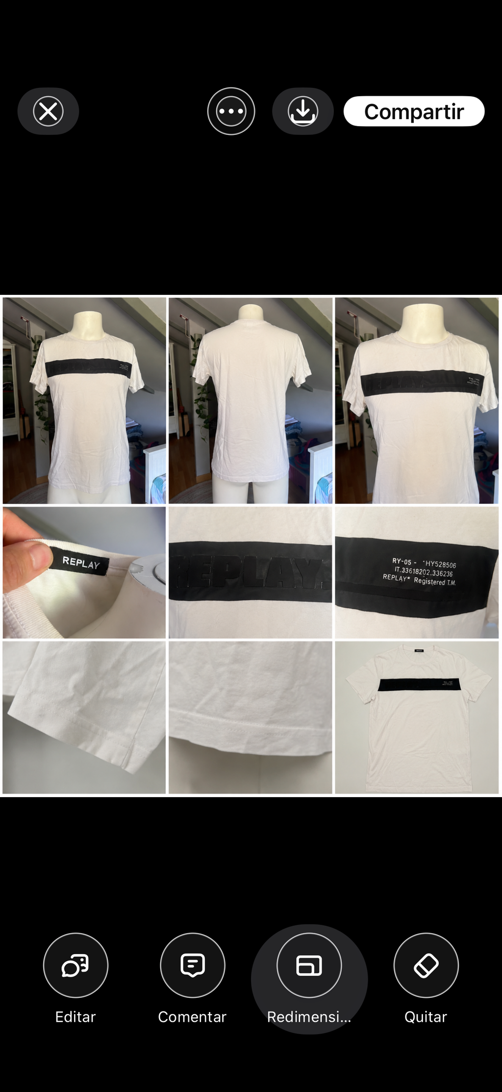 Camiseta Replay blanca con logo frontal | Talla M