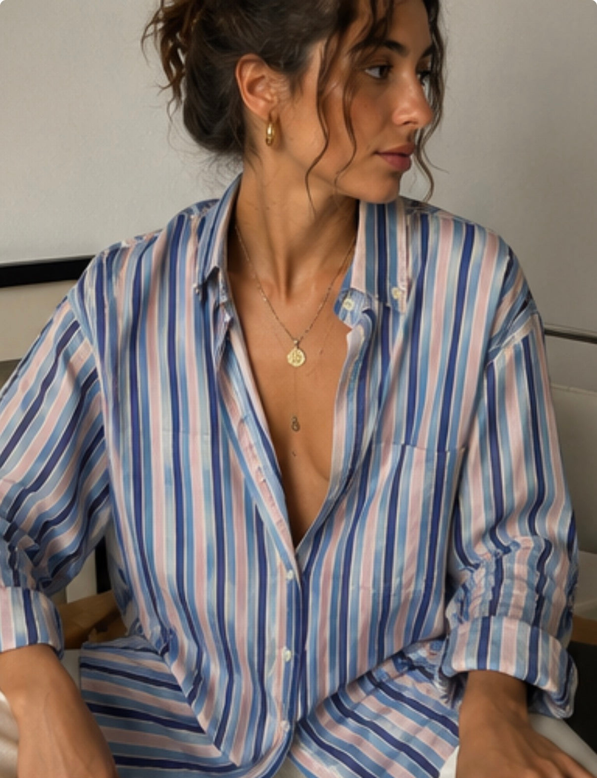 Camisa Oversize Vintage Rayas Pastel Alkándara