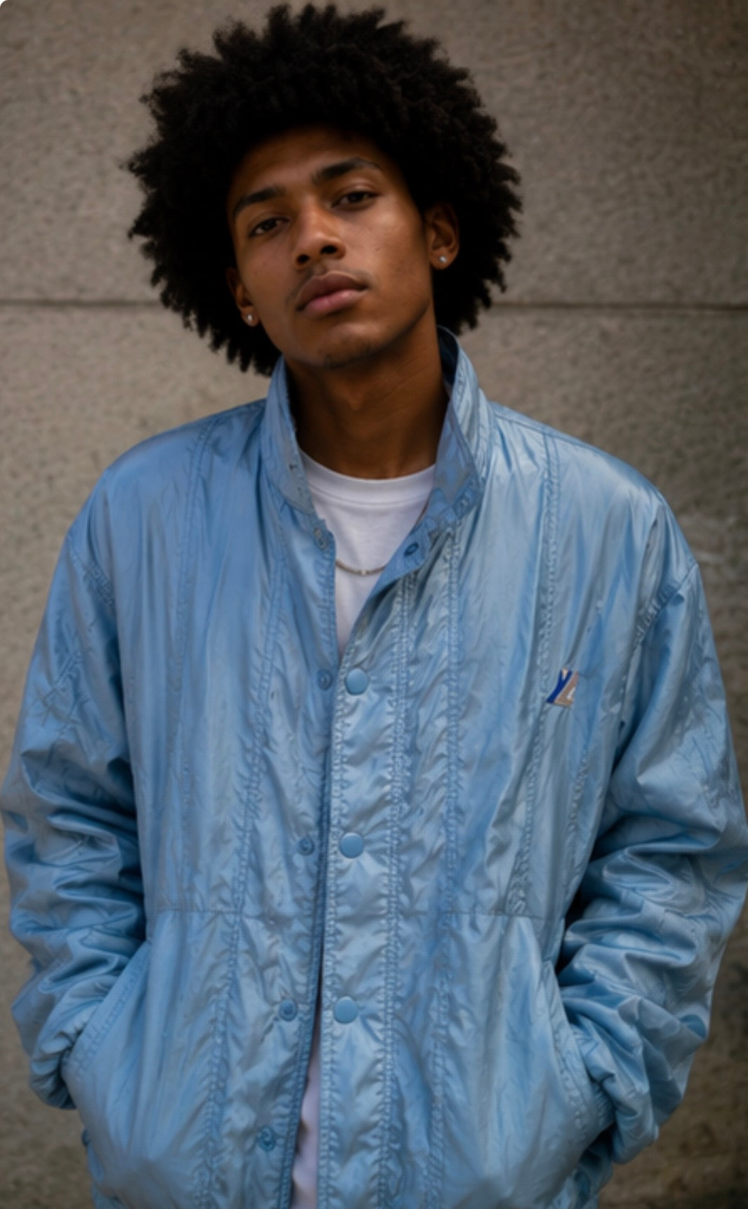 Vintage Ice Blue Nylon Jacket 90s