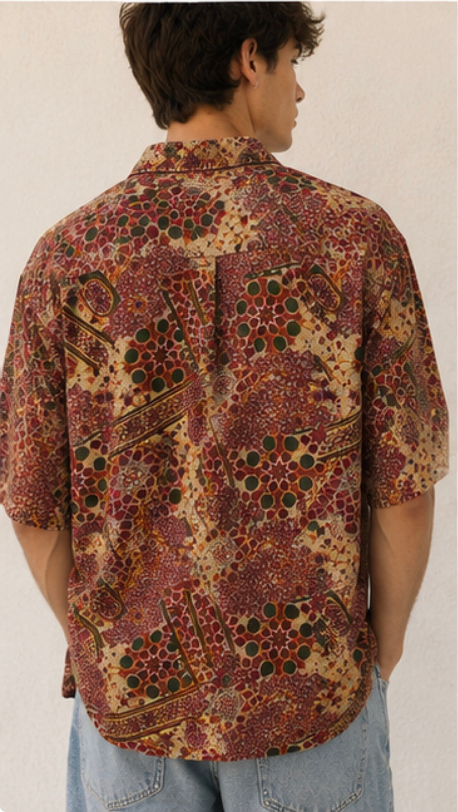 Camisa Vintage Mosaic Print Retro