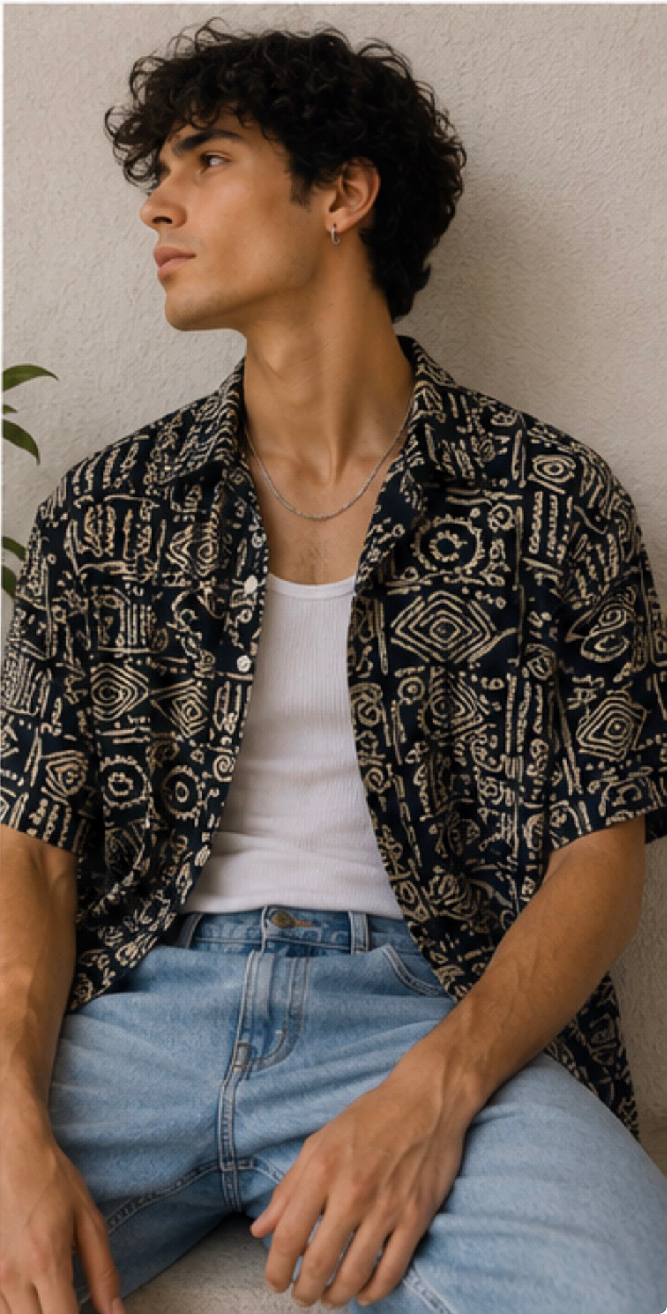 Camisa Vintage Tribal Black & Sand