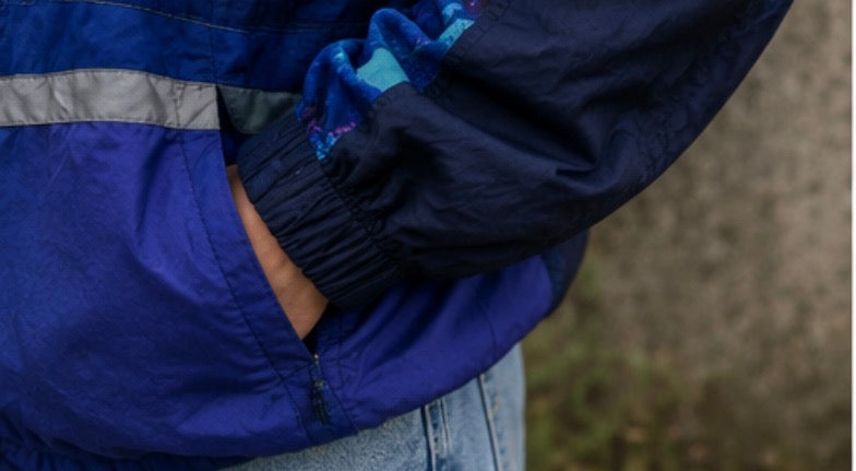 Vintage 90s Windbreaker Marcel Clair Blue Abstract