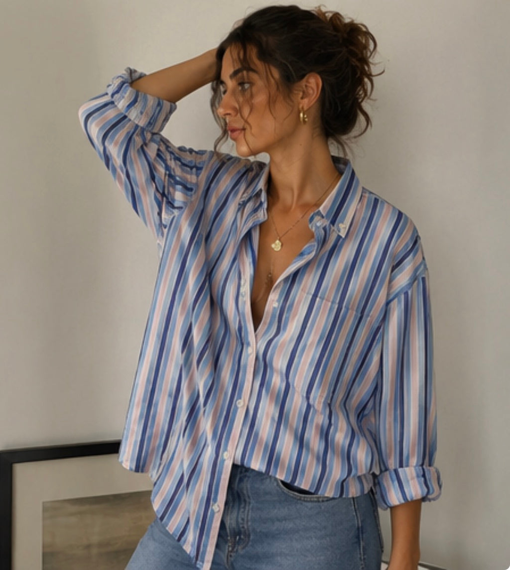 Camisa Oversize Vintage Rayas Pastel Alkándara