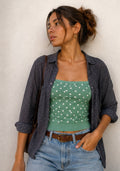 Blusa Brownie Gris Microprint Vintage