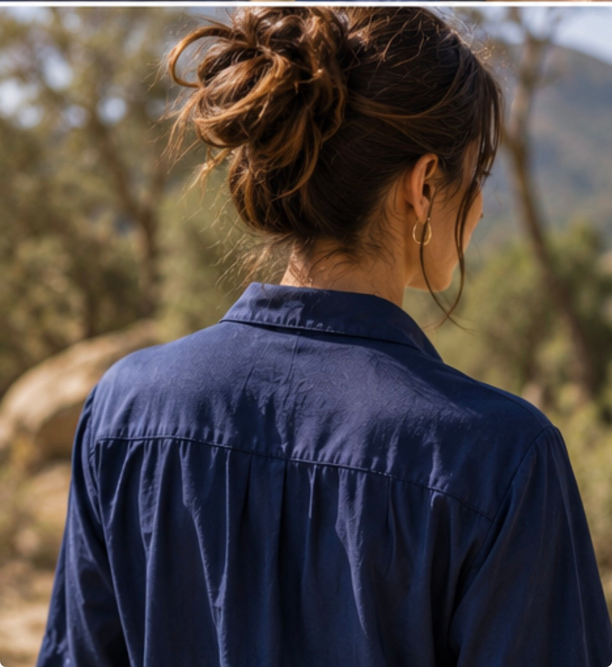Camisa Vintage Navy Satin Essentials