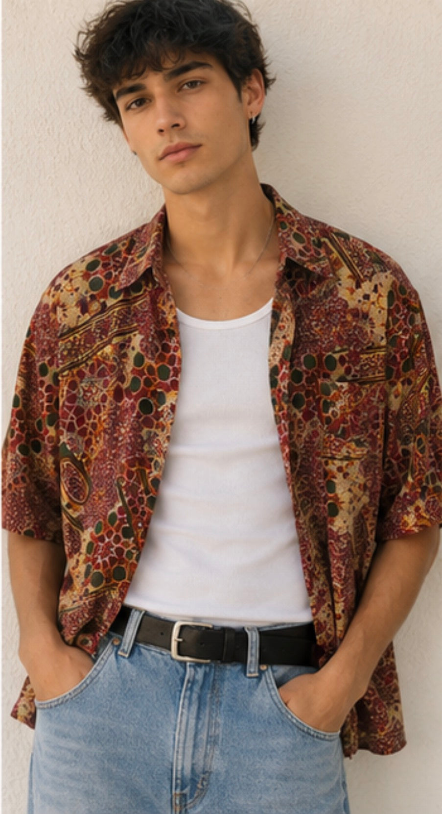 Camisa Vintage Mosaic Print Retro