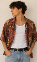 Camisa Vintage Mosaic Print Retro
