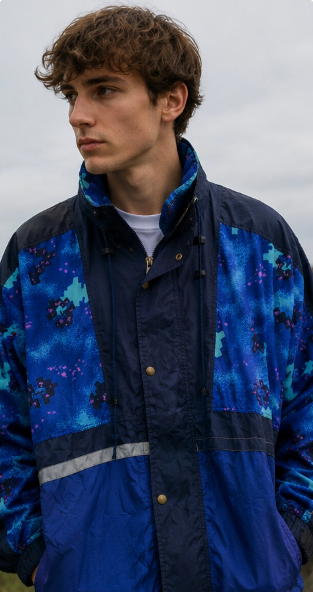 Vintage 90s Windbreaker Marcel Clair Blue Abstract