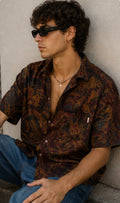 Camisa Vintage Paisley Abstract Brown