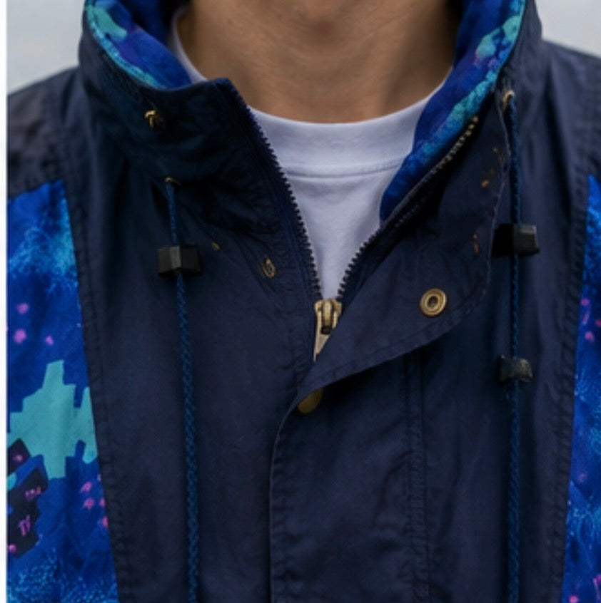 Vintage 90s Windbreaker Marcel Clair Blue Abstract