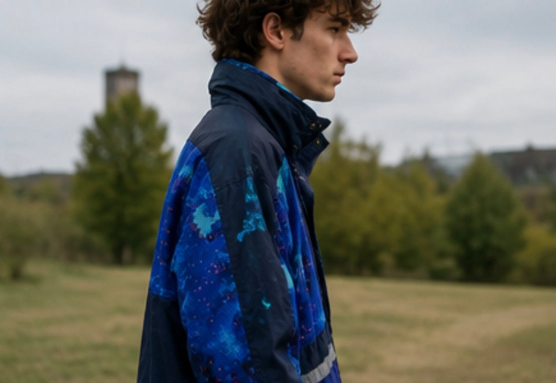 Vintage 90s Windbreaker Marcel Clair Blue Abstract