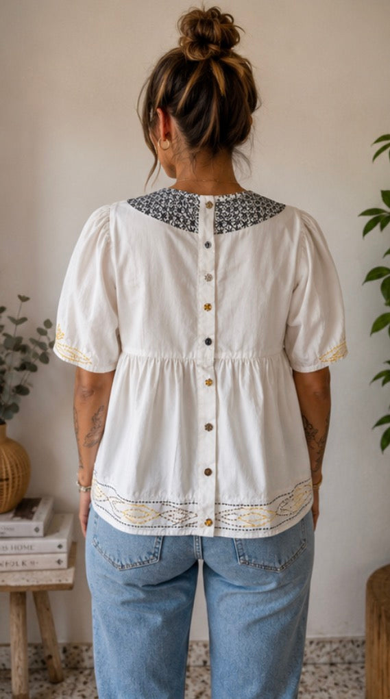 Camisola bordada Tintoretto blanca | Estilo boho romántico