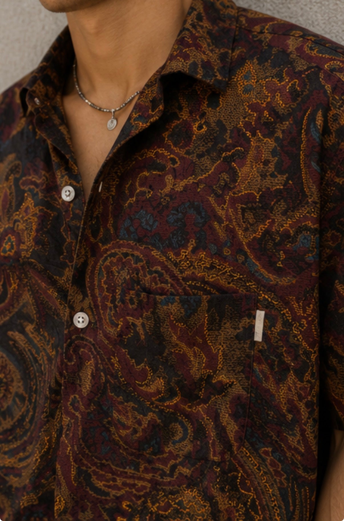 Camisa Vintage Paisley Abstract Brown