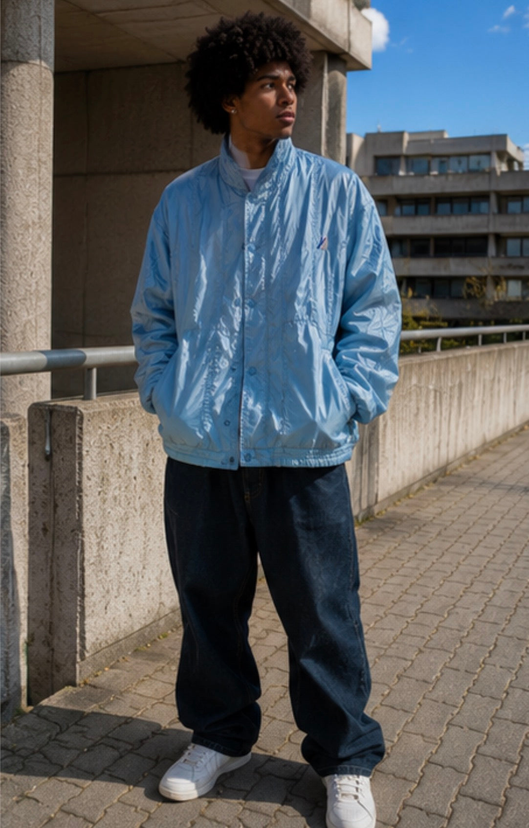 Vintage Ice Blue Nylon Jacket 90s