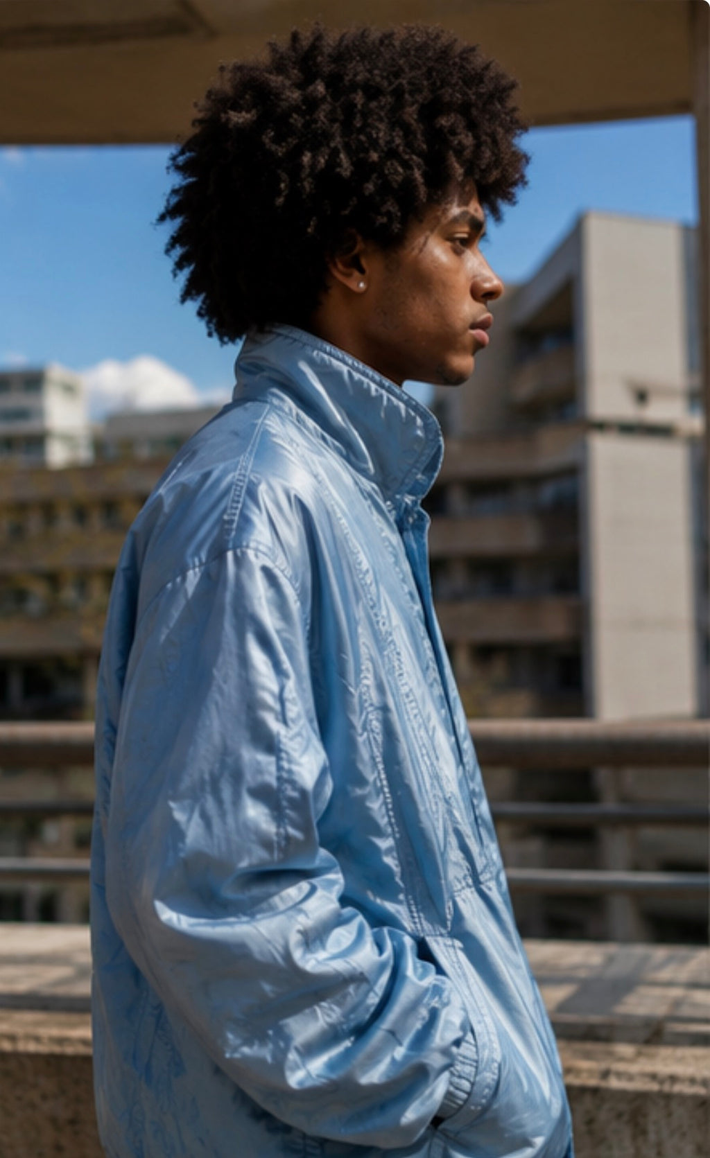 Vintage Ice Blue Nylon Jacket 90s