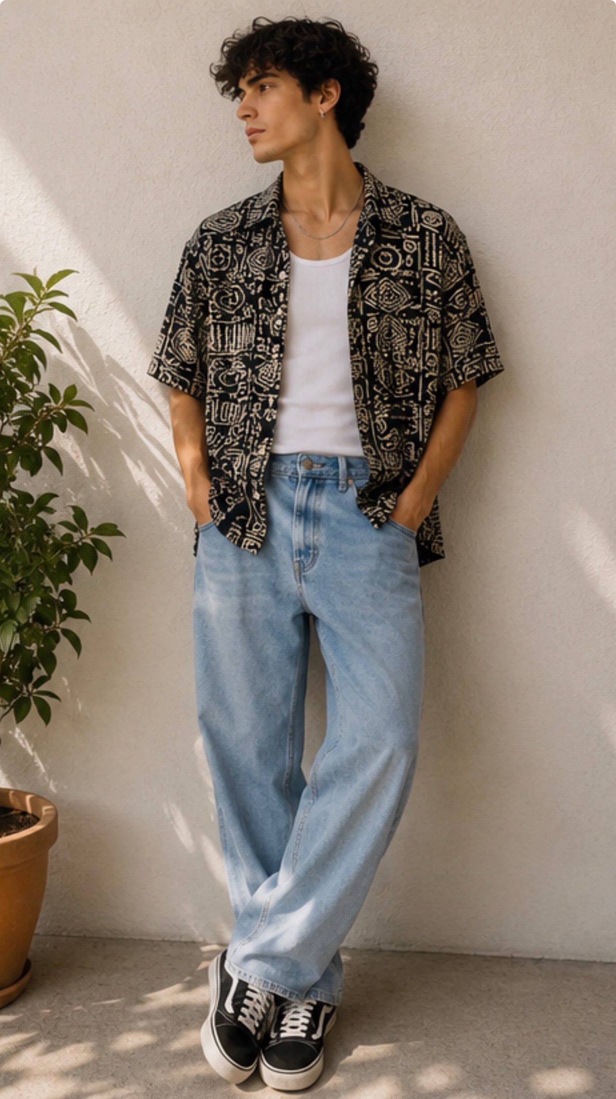 Camisa Vintage Tribal Black & Sand