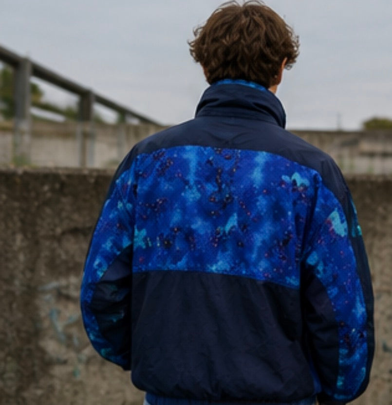 Vintage 90s Windbreaker Marcel Clair Blue Abstract
