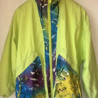 Cortavientos Vintage 90s Italia Color Block Neón – Talla L