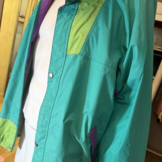 Chubasquero vintage 90s colorblock – estilo retro