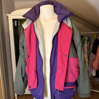 Chaqueta vintage 90s acolchada colorblock morado, rosa y verde