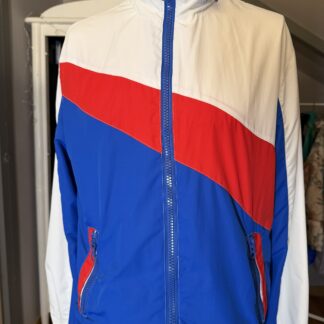 Chaqueta deportiva vintage 90s colorblock azul, rojo y blanco