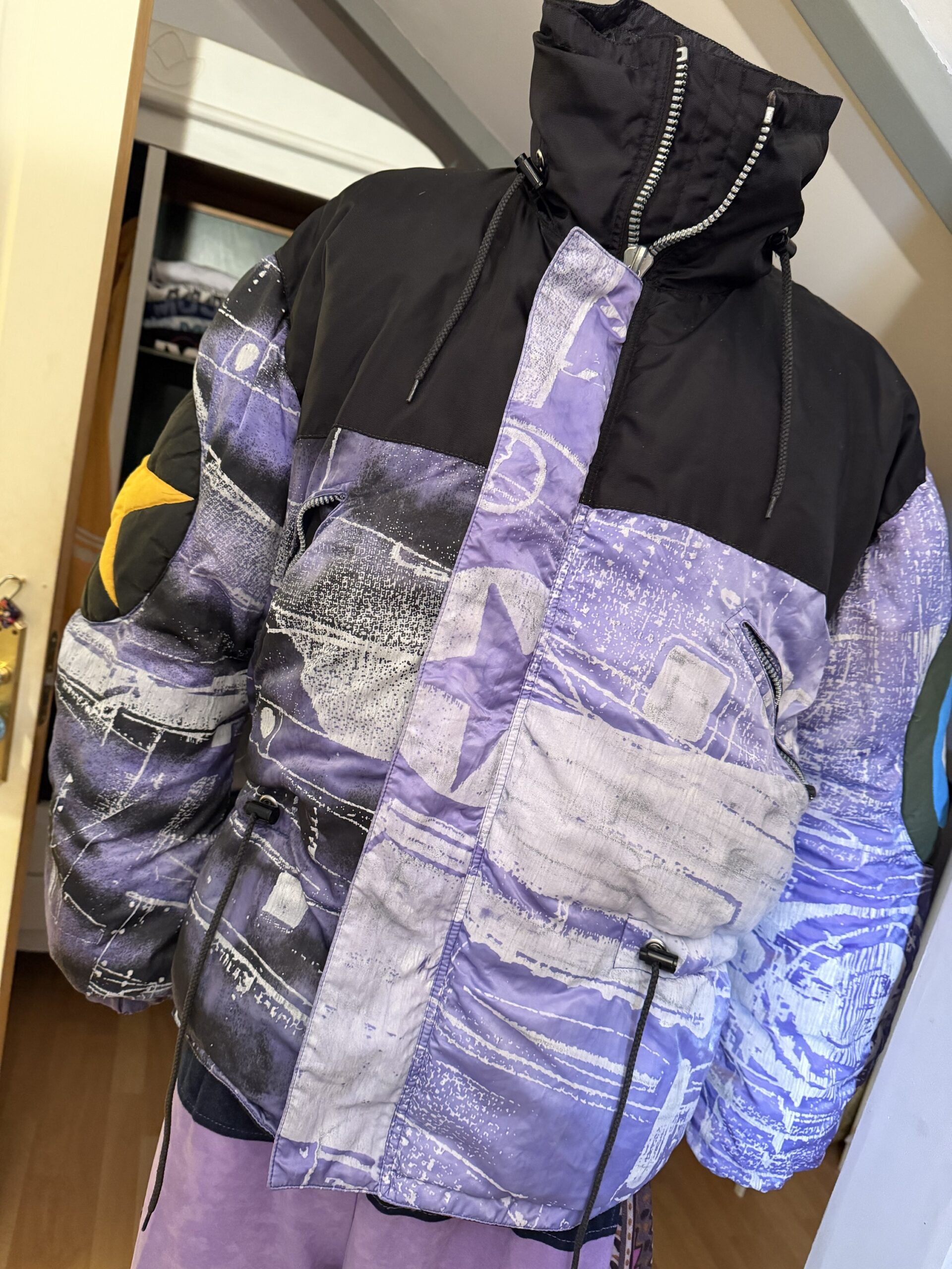 Chaqueta ski vintage JET SET 90s – Print abstracto