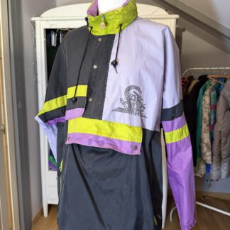 Cortavientos vintage 90s colorblock neón