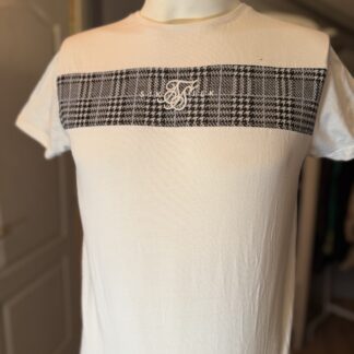 Camiseta SikSilk blanca con panel príncipe de Gales