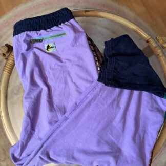 Pantalón vintage 90s lila con cremallera y detalles étnicos