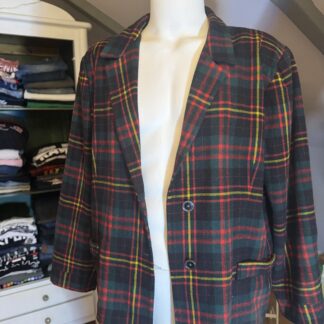 Chaqueta vintage de cuadros tartán verde y rojo