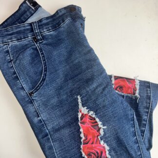 Vaquero denim custom rosas – Ofiksilk