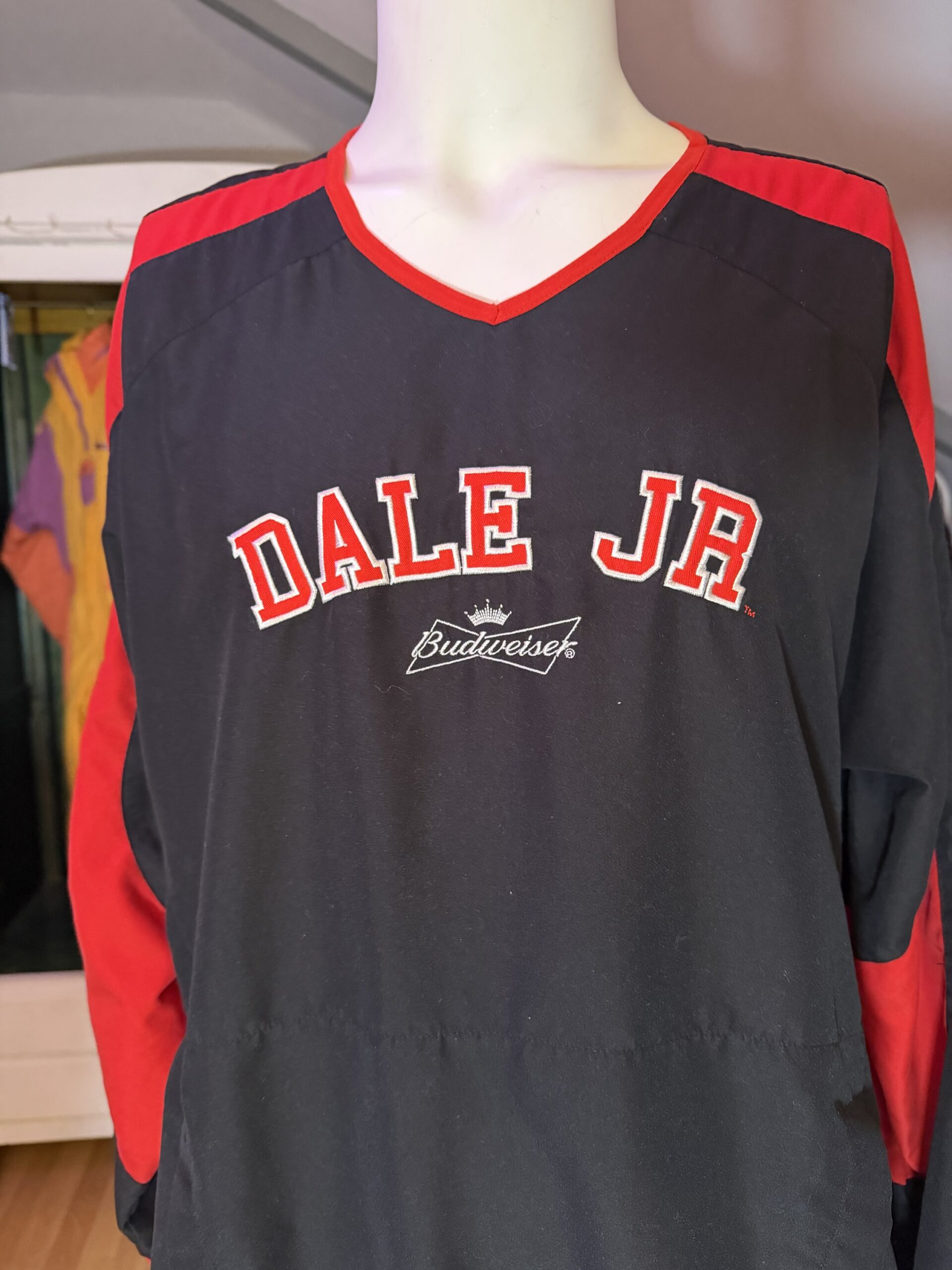 Sudadera Vintage 90s Dale Jr Budweiser Negro/Rojo Oversize - Imagen 3