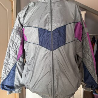 Chaqueta Ski Vintage Gris Metalizado Colorblock 90s Talla M